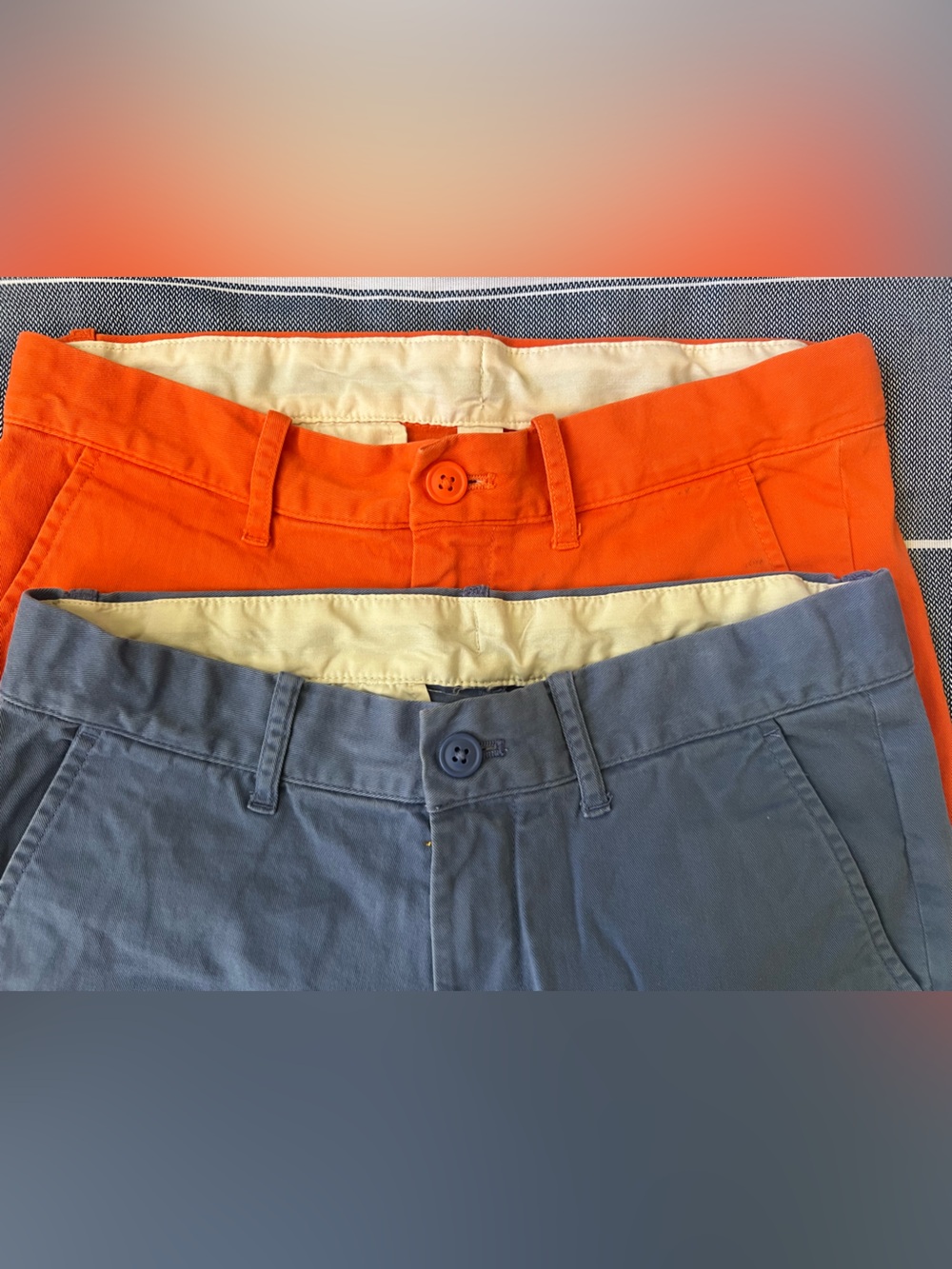 J. Crew Crewcuts Zip/Button/Adjustable Orange and Blue Shorts Set